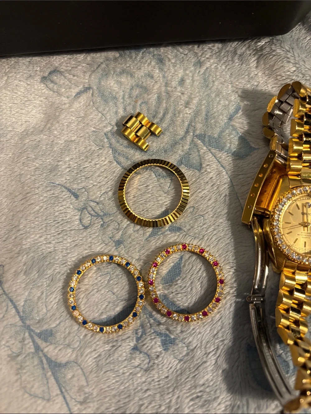 Women’s Gruen Gold Tone Dress Watch with Interchangeable Bezels